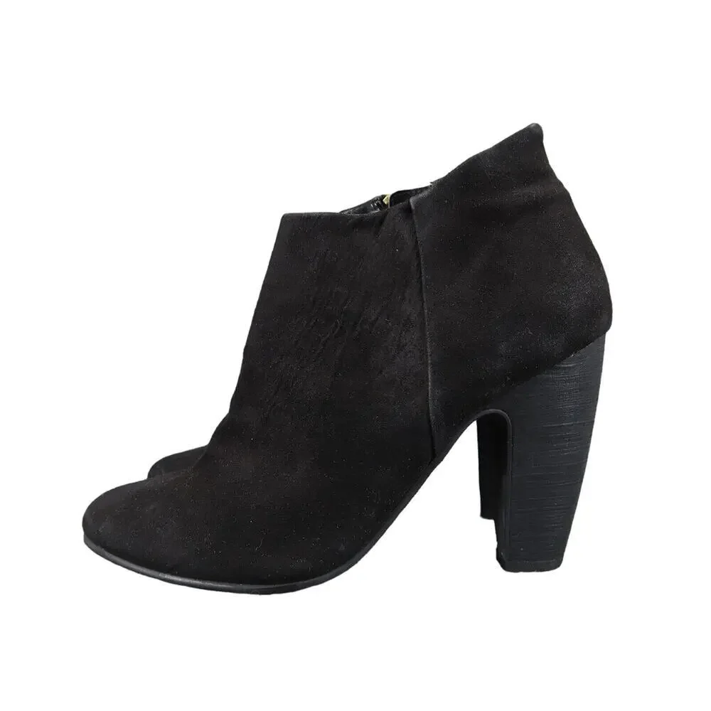 Abound Shoes Womens 7.5 Booties Fashion Classic Black Block Heel Ankle Boot Zip